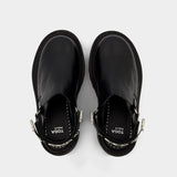 Toga Pulla 黑色皮质露跟厚底凉鞋