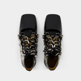 Toga Pulla Aj1284 黑色光面小牛皮踝靴