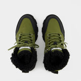 Ganni Cleated Hiking 光面牛皮拼尼龙面登山靴