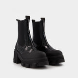 Ganni Cleated Heeled 光面牛皮中筒切尔西靴