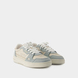 Dice Lo 米色/绿色皮质拼接运动鞋