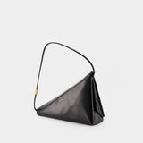 玛尼 Marni Prisma Triangle Bag 黑色光面牛皮手提包腋下三角包