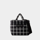 玛尼 Marni Ew Nylon Print Tote Bag 黑色聚酯纤维托特包手提包