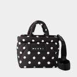 粉丝立减玛尼 Marni Ew Dots Print Tote 黑色皮质托特手提肩背包