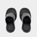 J.W. Anderson Bumpler 黑色牛皮饰水晶高跟穆勒鞋