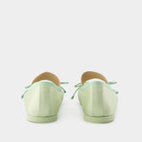 MM6 米色光面小牛皮芭蕾舞鞋