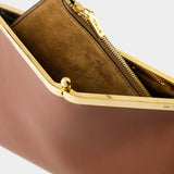 Pelle Unita 棕色光面小牛皮 Hobo 腋下包