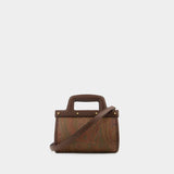 Top Handle 棕色光面小牛皮斜挎包