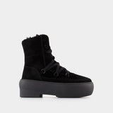 Gia Borghini Lace Up Chunky 天鹅绒小牛皮短靴