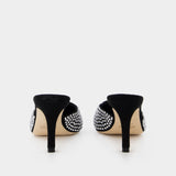 Paris Texas Hollywood 75 水钻牛皮中高跟穆勒鞋