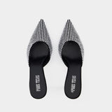 Paris Texas Hollywood 75 水钻牛皮中高跟穆勒鞋