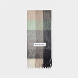 Vally Scarf 绿灰黑混色羊驼毛围巾