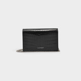 Skull Mini Bag in Black Crocodile Effect Leather