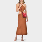 The Curve红色牛皮水桶包斜挎包