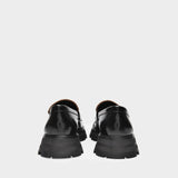 Upper and Ru 黑色牛皮乐福鞋