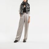 Ribbon Reverse 灰色黑色双面流苏羊毛围巾