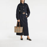 SM London Tote bag棕色经典格纹托特包