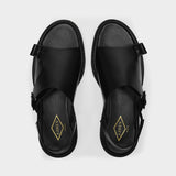 Adieu Type 140 光面牛皮皮质凉鞋 松紧带男士平底鞋