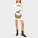 Aeyde Isabel栗色小牛皮低跟圆头系带踝靴