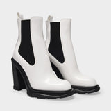 黑白拼色牛皮高跟鞋