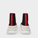 Tread Slick Sneakers黑白拼色高帮帆布橡胶厚底鞋