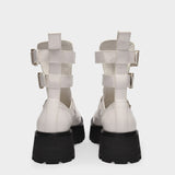 Platform 白色牛皮厚底踝靴