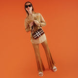 Olympia米色鳄鱼压纹小牛皮拖鞋