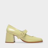 Caren Babies绿色漆皮方头高跟鞋