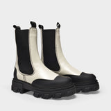 Ganni Chelsea 皮质切尔西踝靴正品