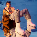 白色厚底橡胶短靴