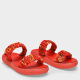 Ancient Greek Sandals Scrunchie Melia 红色帆布厚底凉鞋