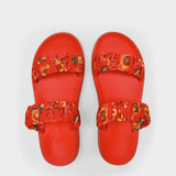 Ancient Greek Sandals Scrunchie Melia 红色帆布厚底凉鞋
