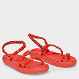 Ancient Greek Sandals Scrunchie Melia 红色帆布细带厚底凉鞋