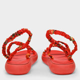 Ancient Greek Sandals Scrunchie Melia 红色帆布细带厚底凉鞋