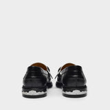 Toga Pulla Aj1184 光面牛皮正装和休闲黑色皮鞋 金属装饰 乐福鞋