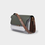 玛尼 Marni Trunk Medium 多色十字纹牛皮单肩包 时尚风琴包正品