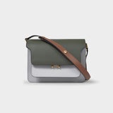 玛尼 Marni Trunk Medium 多色十字纹牛皮单肩包 时尚风琴包正品