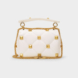 Medium Shoulder Bag in White Leather