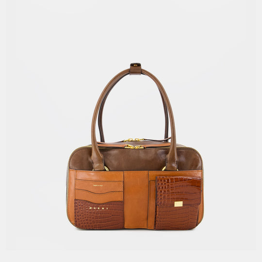 Boxyne Small W/pockets Purse - Marni - Leather - Brown