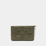 Quilted clutch bag - Ganni - Synthetic - Green
