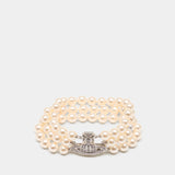 Graziella Three Row Pearl Necklace - Vivienne Westwood - Metal - Ivory