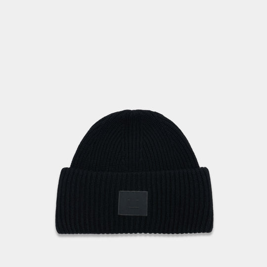Face Logo Beanie - Acne Studios - Wool - Black