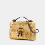 Straw Slim Top Handle Shopper Bag - Tory Burch - Raffia - Beige