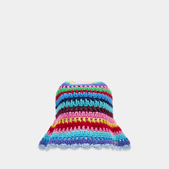 Crochet Stripe Bucket Hat - Ganni - Cotton - Multicolor