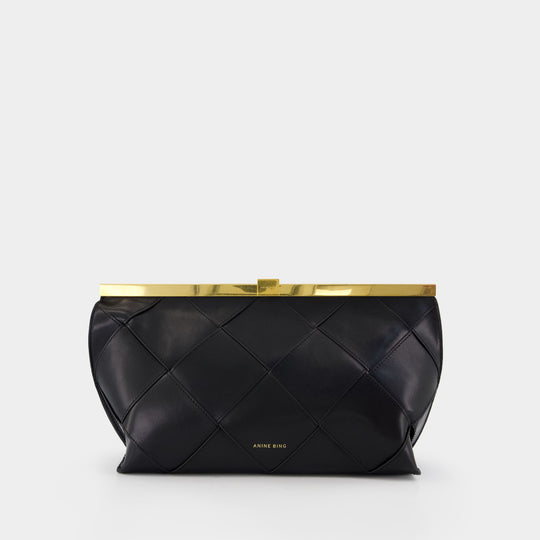 Anine Braided Clutch - ANINE BING - Leather - Black