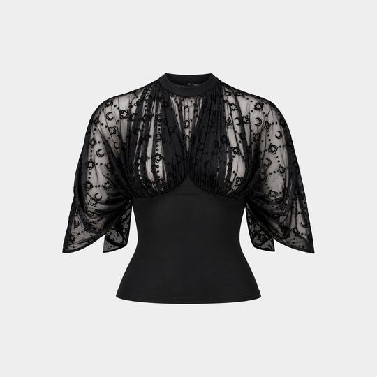 Moonogram Ss Open Back T-Shirt - Marine Serre - Synthetic - Black