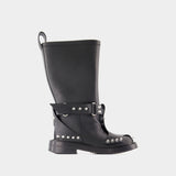 Dixon Buckle Boots 黑色牛皮踝靴