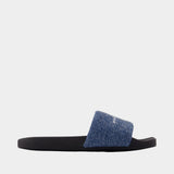 Aw Denim Hotfix Pool Slides - Alexander Wang - Cotton - Blue