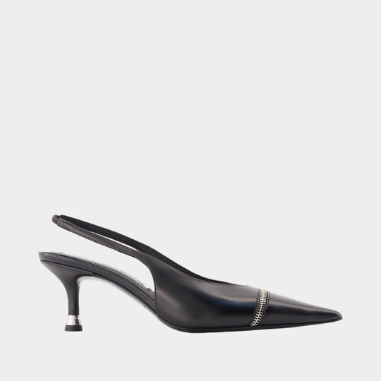 Akilita Zip Slingback Pumps - Alexander Wang - Leather - Black