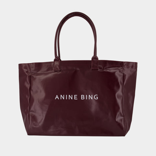 Leo Tote Bag - ANINE BING - Cotton - Burgundy